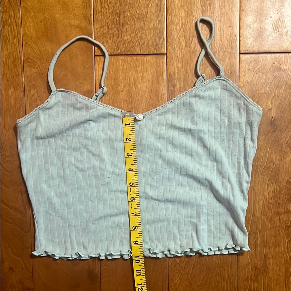 Altar’d State Sage Green Camisole Pajama Top Size L Coquette Pastel Scalloped - Picture 7 of 7